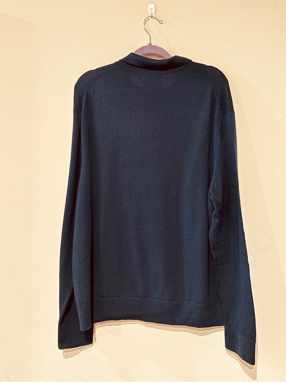 Banana Republic Men's Merino Wool Knit Collared Button Neck Sweater Blue XL Fall